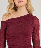 This women's plum long-sleeve top combines seasonal color with rich texture, offering a versatile style that's perfect for on-trend 2025 outfits.