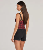The Check Me Out Lace Trim Plaid Crop Top in red with a modern design and trendy look is part of the latest women's tops collection to elevate your 2025 wardrobe.