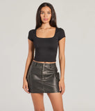 The The View And You Short Sleeve Tie Back Crop Top in black with a modern design and trendy look is part of the latest women's tops collection to elevate your 2025 wardrobe.