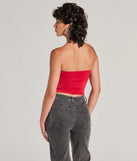 From bold to effortless, the Flirty Find Strapless Ruched Knit Crop Top lets you define your vibe with red tops that speak your style.