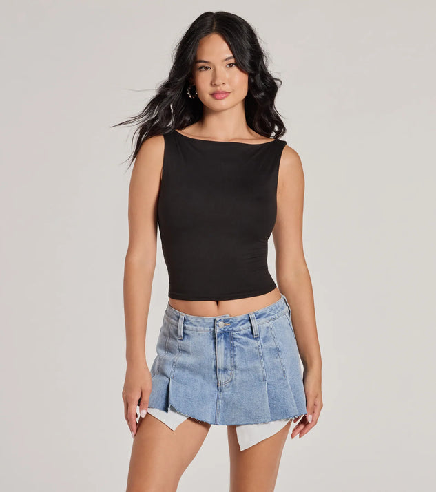 From bold to effortless, the Second Look Open-Back Knit Tank Top lets you define your vibe with black tops that speak your style.