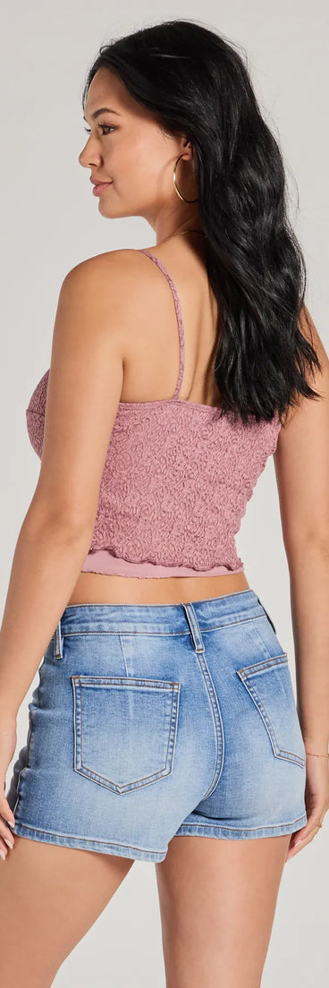 
Upgrade your style game for 2025 with the Sweetly Coy V-Neck Slit Lace Crop Top in mauve, perfect for any fashion-forward wardrobe.