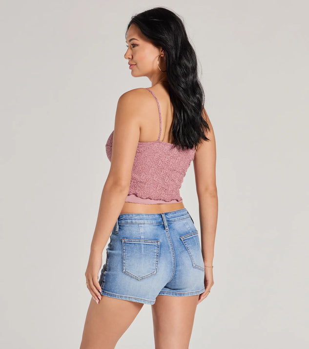 Sweetly Coy V-Neck Slit Lace Crop Top | Windsor