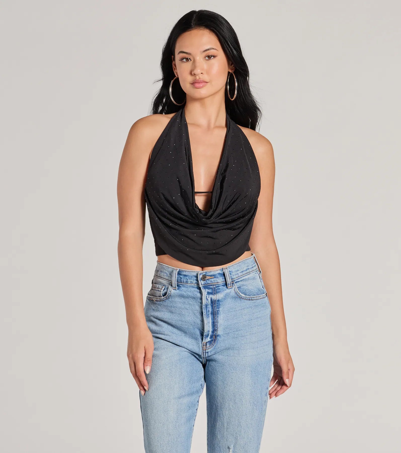 Milumia Women Twisted Notched V Neck T Shirt Sexy Short