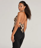 From bold to effortless, the Bold Romance Flocked Floral Print Halter Top lets you define your vibe with nude tops that speak your style.