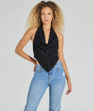 The Alluring Flocked Leopard Print Halter Top in leopard print with a modern design and trendy look is part of the latest women's tops collection to elevate your 2025 wardrobe.