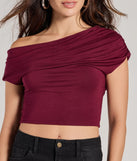 Upgrade your style game for 2025 with the Modern Chic One-Shoulder Crop Top in wine, perfect for any fashion-forward wardrobe.