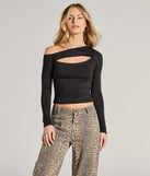 The Feeling Chic Cutout One-Shoulder Top in black with a modern design and trendy look is part of the latest women's tops collection to elevate your 2025 wardrobe.