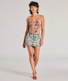 The waist-defining bodice style of the Sassy And Fierce Sleeveless Leopard Print Bustier in taupe is perfect for making a statement with your outfit and provides the structure, molded cups, or lace-up details that capture the corset trend.