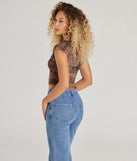 Upgrade your style game for 2025 with the Trendy One-Shoulder Boho Print Crop Top in brown, perfect for any fashion-forward wardrobe.
