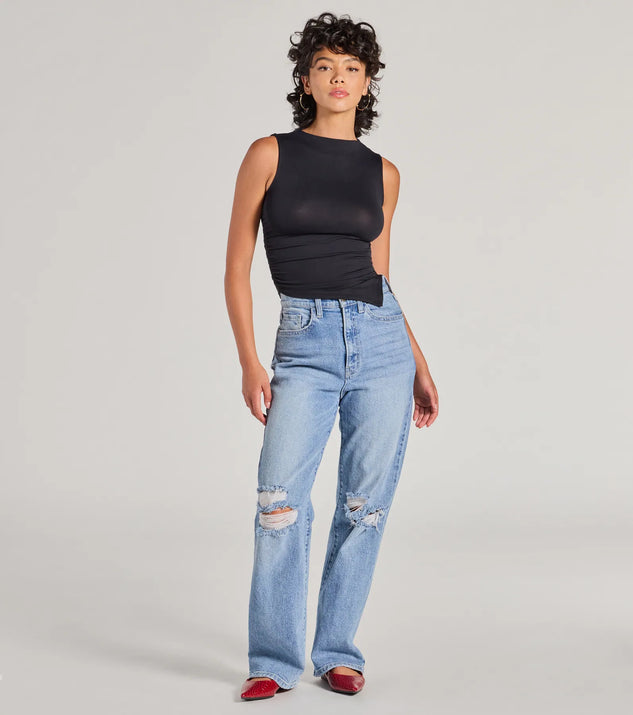 Stylish Basic Sleeveless Mock Neck Crop Top | Windsor