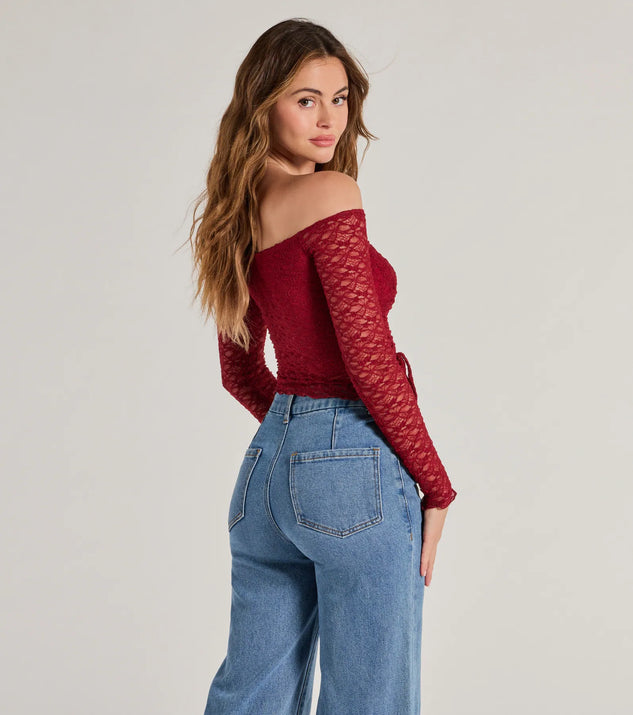Trendy Babe Off-The-Shoulder Ruched Lace Top | Windsor
