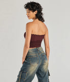The waist-defining bodice style of the Chic Attitude Lace Trim Mesh Corset Top in wine is perfect for making a statement with your outfit and provides the structure, molded cups, or lace-up details that capture the corset trend.