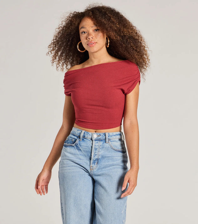 One shoulder short sleeve top hot sale