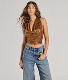 The Glam Trendsetter Metallic Knit Halter Top in gold with a modern design and trendy look is part of the latest women's tops collection to elevate your 2025 wardrobe.