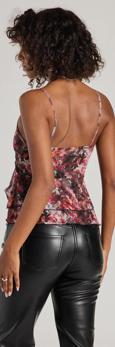 The So Sweet Abstract Floral Sleeveless Mesh Top in multi-color with a modern design and trendy look is part of the latest women's tops collection to elevate your 2025 wardrobe.