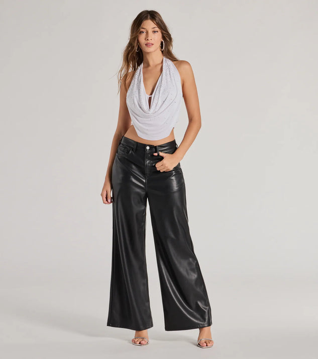 Dazzle Nights Sleeveless Rhinestone Crop Top | Windsor