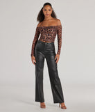 Make a statement in 2025 with the Sultry Leopard Print Mesh Off-The-Shoulder Top, a leopard long-sleeve top featuring a trendy shoulder design that adds a bold, festive touch to any club or party look.