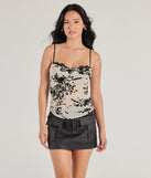 The Sultry Chic Flocked Floral Sheer Mesh Top in ivory with a modern design and trendy look is part of the latest women's tops collection to elevate your 2025 wardrobe.