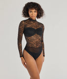 The Sultry Allure Rhinestone Lace Bodysuit in black with a modern design and trendy look is part of the latest women's tops collection to elevate your 2025 wardrobe.