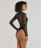 The Sultry Allure Rhinestone Lace Bodysuit in black with a modern design and trendy look is part of the latest women's tops collection to elevate your 2025 wardrobe.