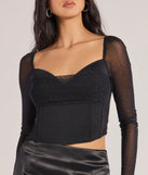 The Dazzling Chic Long Sleeve Rhinestone Corset in black with a modern design and trendy look is part of the latest women's tops collection to elevate your 2025 wardrobe.