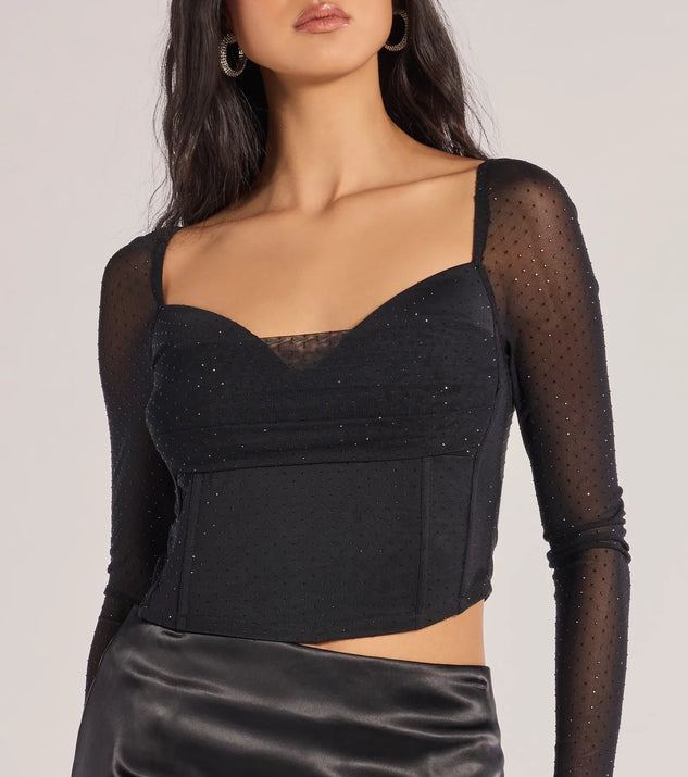 Dazzling Chic Long Sleeve Rhinestone Corset | Windsor