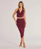 With its midriff cut and trend-forward fit, the Sculpted Chic Ruched Halter Top is a burgundy crop top made to pair with skirts, denim, or whatever vibe you're feeling this season.