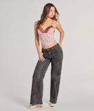 The Sweet And Sultry Floral Lace Mesh Bustier Top in pink with a modern design and trendy look is part of the latest women's tops collection to elevate your 2025 wardrobe.
