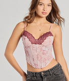 The Sweet And Sultry Floral Lace Mesh Bustier Top in pink with a modern design and trendy look is part of the latest women's tops collection to elevate your 2025 wardrobe.