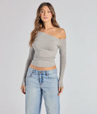 From bold to effortless, the Chic Factor Asymmetrical Long Sleeve Crop Top lets you define your vibe with heather gray tops that speak your style.
