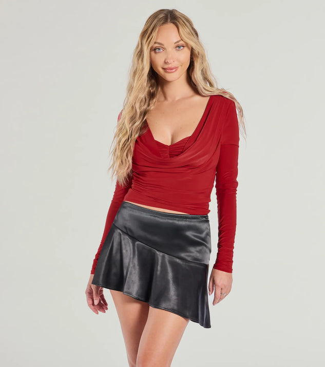 The Bringing Bold Back Long Sleeve Top in red with a modern design and trendy look is part of the latest women's tops collection to elevate your 2025 wardrobe.