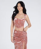 Stay on-trend this season with the Forever In Love Floral Velvet Burnout Corset Top in rose, a must-have for creating stylish and effortless summer outfits for women.