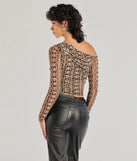 The Bold Edge Snake Print Mesh Long Sleeve Top in snake print with a modern design and trendy look is part of the latest women's tops collection to elevate your 2025 wardrobe.