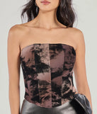 The Chic Silhouette Abstract Print Corset Top in multi-color with a modern design and trendy look is part of the latest women's tops collection to elevate your 2025 wardrobe.