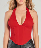
Upgrade your style game for 2025 with the Sleek And Stunning Corset Halter Top in red, perfect for any fashion-forward wardrobe.