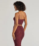 The Bright Vibes Rhinestone Cropped Corset Top in plum with a modern design and trendy look is part of the latest women's tops collection to elevate your 2025 wardrobe.