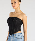 From bold to effortless, the Talk Lace Strapless Corset Top lets you define your vibe with black tops that speak your style.