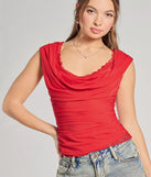 From bold to effortless, the Just A Peek Cap Sleeve Lace Mesh Crop Top lets you define your vibe with red tops that speak your style.