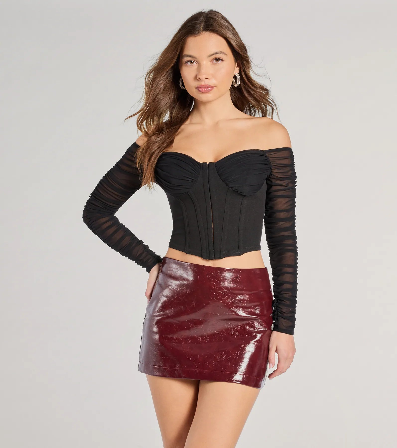 Downtown Looks Long Sleeve Mesh Bustier | Windsor