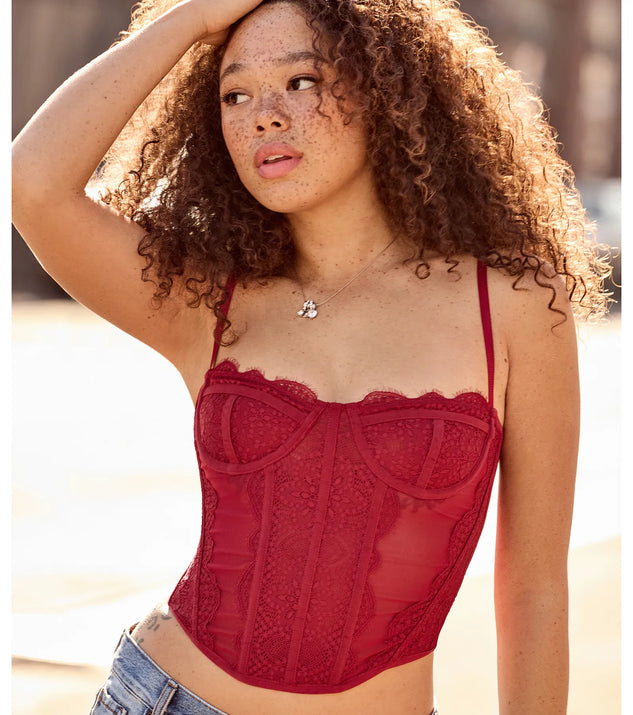 From bold to effortless, the Total Bombshell Lace Corset Top lets you define your vibe with red tops that speak your style.