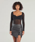 The Sultry Fab Rhinestone Sheer Mesh Bodysuit in black with a modern design and trendy look is part of the latest women's tops collection to elevate your 2025 wardrobe.