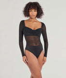 Celebrate in style with this stunning black going-out outfit essential, the Sultry Fab Rhinestone Sheer Mesh Bodysuit, featuring the latest statement-making details and a glamorous design perfect for any festive 2025 event.