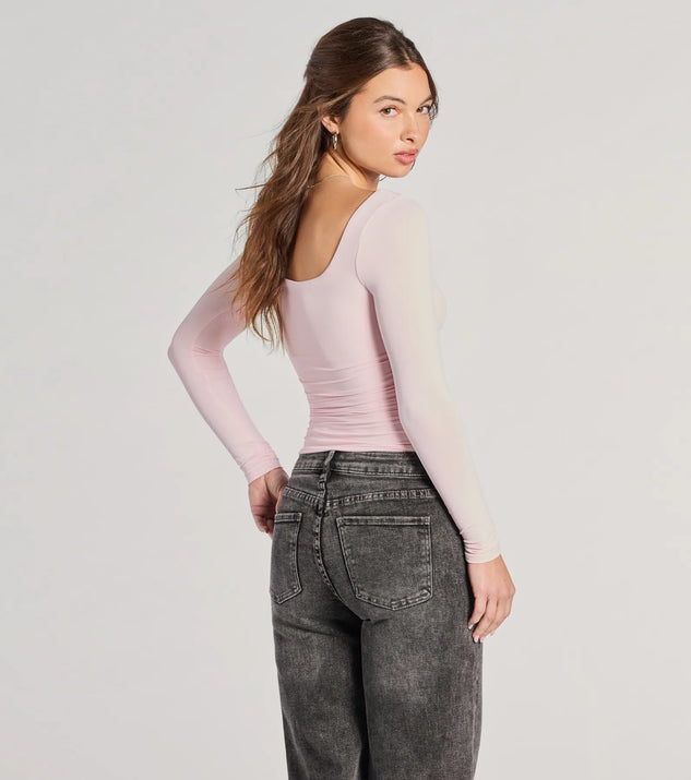 Elevated And Cute Long Sleeve Ruched Crop Top | Windsor