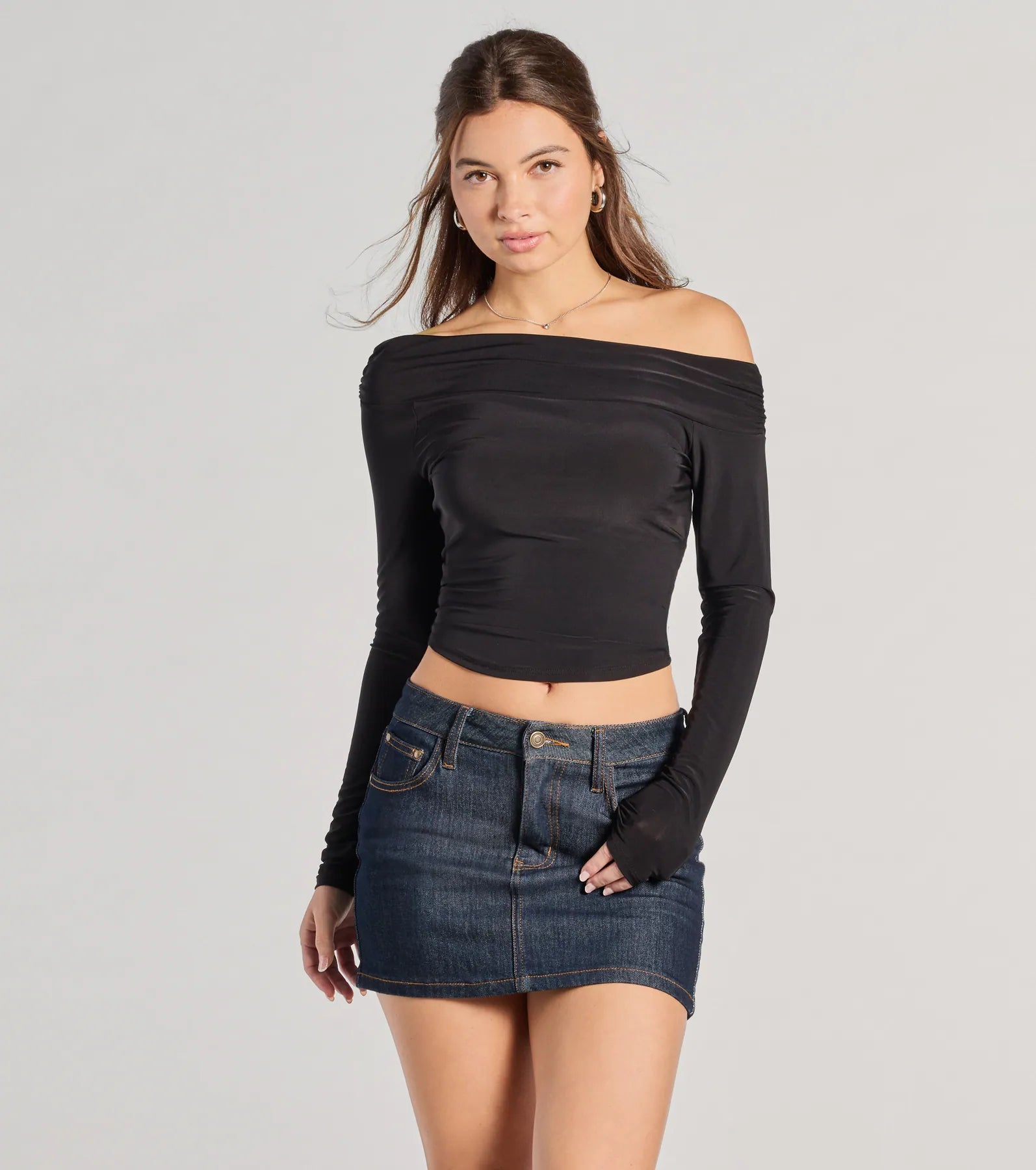 Lucinda Recycled Nylon Off Shoulder Top - Lemon | MESHKI US