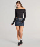 The Chic Essential Off-Shoulder Long Sleeve Top in black with a modern design and trendy look is part of the latest women's tops collection to elevate your 2025 wardrobe.