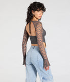With its midriff cut and trend-forward fit, the Current Mood Lace Long Sleeve Corset Top is a gray crop top made to pair with skirts, denim, or whatever vibe you're feeling this season.