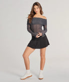 The 2000s Classic Off-The-Shoulder Texture Crop Top in gray with a modern design and trendy look is part of the latest women's tops collection to elevate your 2025 wardrobe.