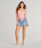 The Trendy Babe Off-The-Shoulder Ruched Lace Top in pink with a modern design and trendy look is part of the latest women's tops collection to elevate your 2025 wardrobe.