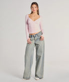 Stay on-trend this season with the Updated Basic V-Neck Long Sleeve Crop Top in pink, a must-have for creating stylish and effortless spring outfits for women.